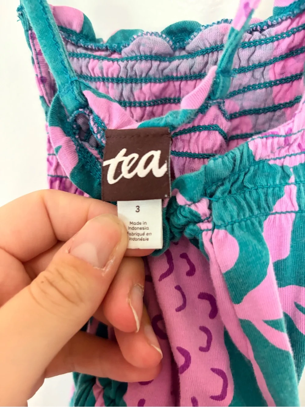 Tea Collection Teal and Pink Floral Romper